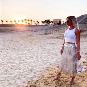 Zara limited edition fringed sequin skirt